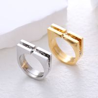 304 Stainless Steel 18K Gold Plated Simple Style Commute Plating Inlay Solid Color Rhinestones Rings main image 1