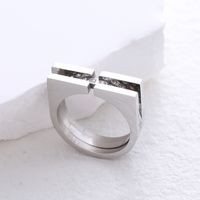 304 Stainless Steel 18K Gold Plated Simple Style Commute Plating Inlay Solid Color Rhinestones Rings main image 4