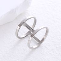 304 Stainless Steel 18K Gold Plated Simple Style Plating Solid Color Artificial Rhinestones Rings sku image 1