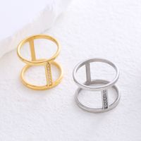 304 Stainless Steel 18K Gold Plated Simple Style Plating Solid Color Artificial Rhinestones Rings main image 1