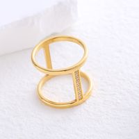 304 Stainless Steel 18K Gold Plated Simple Style Plating Solid Color Artificial Rhinestones Rings main image 3