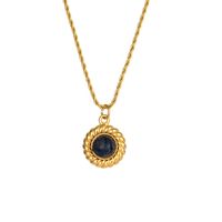 Basic Vintage Style Classic Style Round Stainless Steel Plating Inlay Natural Stone 18k Gold Plated Pendant Necklace sku image 1