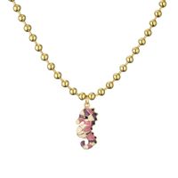 New Style Ornaments Copper Plated Real Gold Dripping Oil Seahorse Pendant Necklace sku image 2
