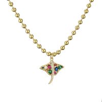 Fashion Turtle Dragonfly Seahorse Copper Inlaid Zircon Necklace Wholesale sku image 5