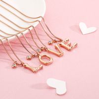 Titanium Steel Rose Gold Plated Simple Style Patchwork Letter Pendant Necklace main image 1