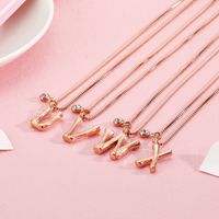 Titanium Steel Rose Gold Plated Simple Style Patchwork Letter Pendant Necklace main image 2