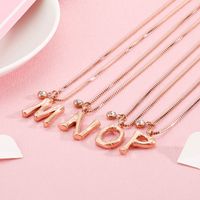 Titanium Steel Rose Gold Plated Simple Style Patchwork Letter Pendant Necklace main image 4
