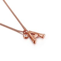 Titanium Steel Rose Gold Plated Simple Style Patchwork Letter Pendant Necklace sku image 1
