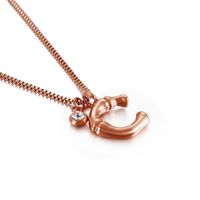 Titanium Steel Rose Gold Plated Simple Style Patchwork Letter Pendant Necklace sku image 3