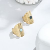 Stainless Steel Fashion Inlay Round Turquoise Open Ring main image 1