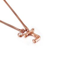 Titanium Steel Rose Gold Plated Simple Style Patchwork Letter Pendant Necklace sku image 10