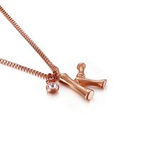 Titanium Steel Rose Gold Plated Simple Style Patchwork Letter Pendant Necklace sku image 11