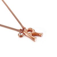 Titanium Steel Rose Gold Plated Simple Style Patchwork Letter Pendant Necklace sku image 18