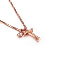 Titanium Steel Rose Gold Plated Simple Style Patchwork Letter Pendant Necklace sku image 20