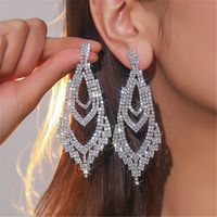 Simple Style Solid Color Copper Inlay Rhinestones Silver Plated Women's Drop Earrings sku image 1