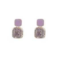 1 Pair Simple Style Square Plating Inlay Alloy Rhinestones Gold Plated Drop Earrings main image 3