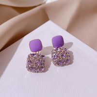 1 Pair Simple Style Square Plating Inlay Alloy Rhinestones Gold Plated Drop Earrings main image 1