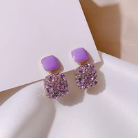 1 Pair Simple Style Square Plating Inlay Alloy Rhinestones Gold Plated Drop Earrings main image 5