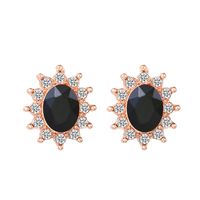 1 Pair Vintage Style Simple Style Oval Inlay Alloy Rhinestones 14k Gold Plated Ear Studs sku image 3