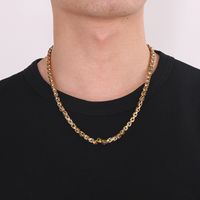 Hip-Hop Rock Solid Color Titanium Steel Patchwork 18K Gold Plated Men'S Necklace main image 2