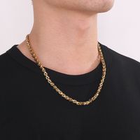 Hip-Hop Rock Solid Color Titanium Steel Patchwork 18K Gold Plated Men'S Necklace main image 8