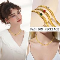Ig Style Simple Style Heart Shape Stainless Steel Plating Inlay Zircon 18k Gold Plated Necklace main image 6