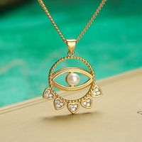 Streetwear Devil's Eye Copper Plating Inlay Artificial Pearls Zircon 18k Gold Plated Pendant Necklace main image 4
