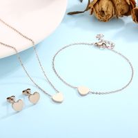 Titanium Steel 18K Gold Plated Rose Gold Plated Simple Style Plating Heart Shape Bracelets Earrings Necklace main image 1