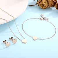 Titanium Steel 18K Gold Plated Rose Gold Plated Simple Style Plating Heart Shape Bracelets Earrings Necklace main image 11