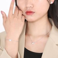 Titanium Steel 18K Gold Plated Rose Gold Plated Simple Style Plating Heart Shape Bracelets Earrings Necklace main image 2