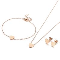 Titanium Steel 18K Gold Plated Rose Gold Plated Simple Style Plating Heart Shape Bracelets Earrings Necklace sku image 3