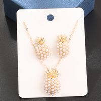 Simple Style Pineapple Gold Plated Pearl Alloy Wholesale Earrings Necklace main image 5