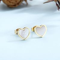 Titanium Steel 18K Gold Plated Rose Gold Plated Vacation Plating Inlay Heart Shape Shell Bracelets Earrings Necklace main image 2