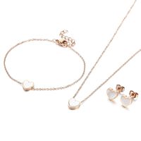 Titanium Steel 18K Gold Plated Rose Gold Plated Vacation Plating Inlay Heart Shape Shell Bracelets Earrings Necklace sku image 1