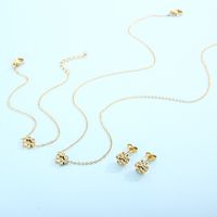 Titanium Steel 18K Gold Plated Cute Plating Inlay Paw Print Artificial Diamond Bracelets Earrings Necklace main image 5