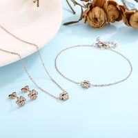 Titanium Steel 18K Gold Plated Cute Plating Inlay Paw Print Artificial Diamond Bracelets Earrings Necklace main image 1