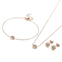 Titanium Steel 18K Gold Plated Cute Plating Inlay Paw Print Artificial Diamond Bracelets Earrings Necklace sku image 1