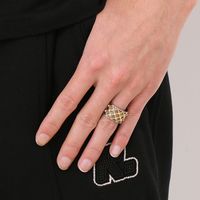 Titanium Steel 18K Gold Plated Retro Punk Polishing Inlay Geometric Rhinestones Rings main image 3