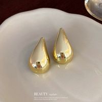 Simple Style Water Droplets Alloy Plating Women's Ear Studs main image 4
