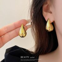 Simple Style Water Droplets Alloy Plating Women's Ear Studs main image 3