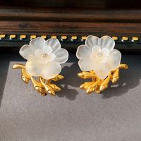 Rétro Fleur Alliage Placage Incruster Perles Artificielles Femmes Boucles D'oreilles main image 3