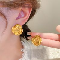 Retro Flower Alloy Plating Inlay Artificial Pearls Women's Ear Studs sku image 4