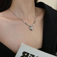 Style Simple Commuer Forme De Cœur Alliage Incruster Zircon Femmes Pendentif Collier sku image 3