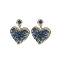 1 Pair Baroque Style Heart Shape Tassel Plating Inlay Copper Artificial Crystal Rhinestones Earrings main image 2