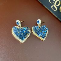1 Pair Baroque Style Heart Shape Tassel Plating Inlay Copper Artificial Crystal Rhinestones Earrings main image 5