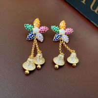 1 Pair Baroque Style Heart Shape Tassel Plating Inlay Copper Artificial Crystal Rhinestones Earrings sku image 13