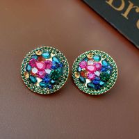 1 Pair Baroque Style Heart Shape Tassel Plating Inlay Copper Artificial Crystal Rhinestones Earrings sku image 8