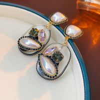 1 Pair Baroque Style Heart Shape Tassel Plating Inlay Copper Artificial Crystal Rhinestones Earrings sku image 12