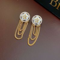 1 Pair Baroque Style Heart Shape Tassel Plating Inlay Copper Artificial Crystal Rhinestones Earrings main image 4