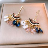 1 Pair Baroque Style Heart Shape Tassel Plating Inlay Copper Artificial Crystal Rhinestones Earrings sku image 11